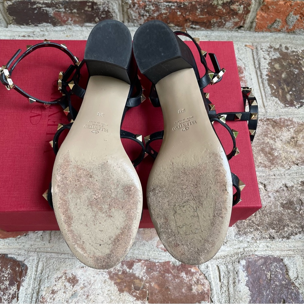 Valentino Garavani Black Rockstud Calfskin Ankle Strap Sandal 60 Mm 38 - Picture 8 of 12